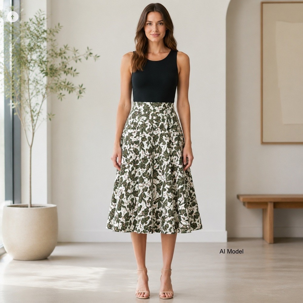 Nordstrom Parker Midi Skirt size 2 Tiered Hawaiian Floral Lined Garden Fairy